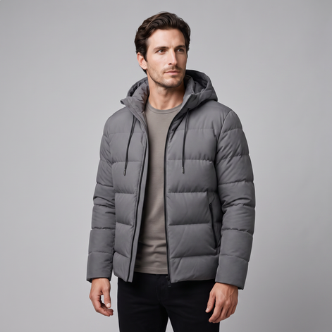 Men's Puffer Winter Jacket with Quilted Insulation