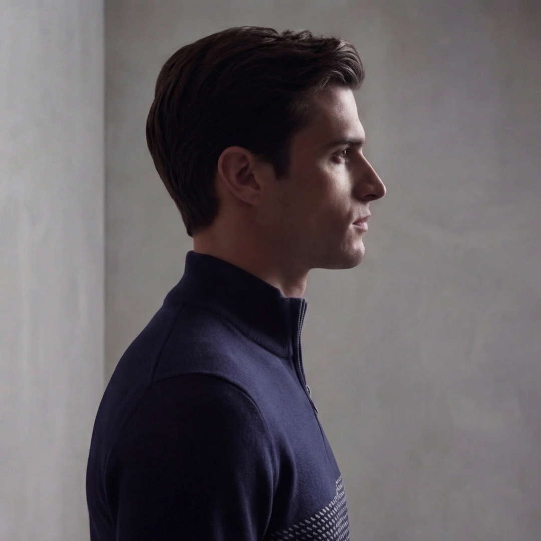 Men's Quarter Zip Sweater with Stripe Detail