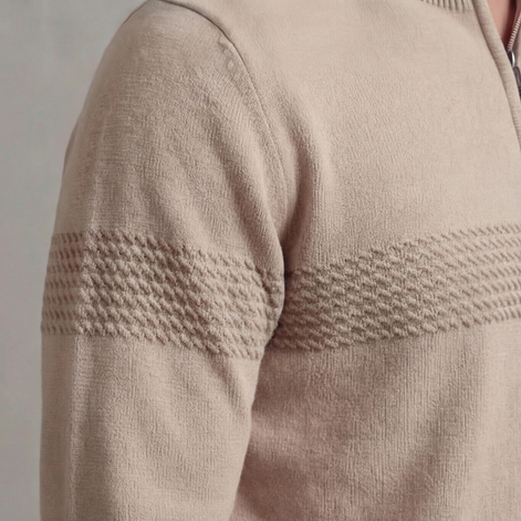 Men's Quarter Zip Sweater with Stripe Detail