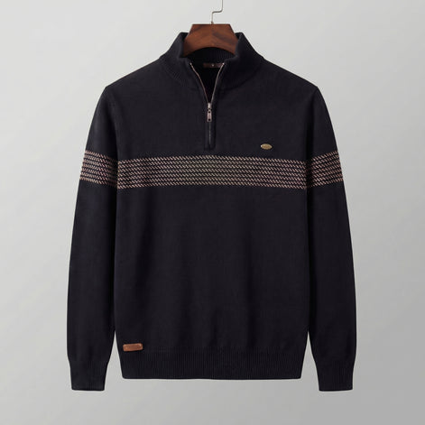 Men's Quarter Zip Sweater with Stripe Detail
