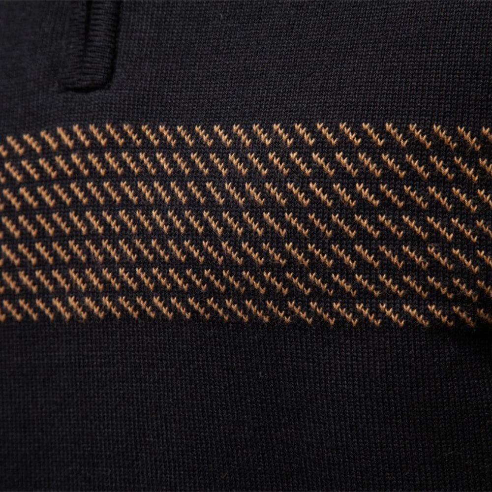 Men's Quarter Zip Sweater with Stripe Detail