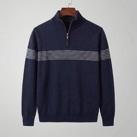 Men's Quarter Zip Sweater with Stripe Detail