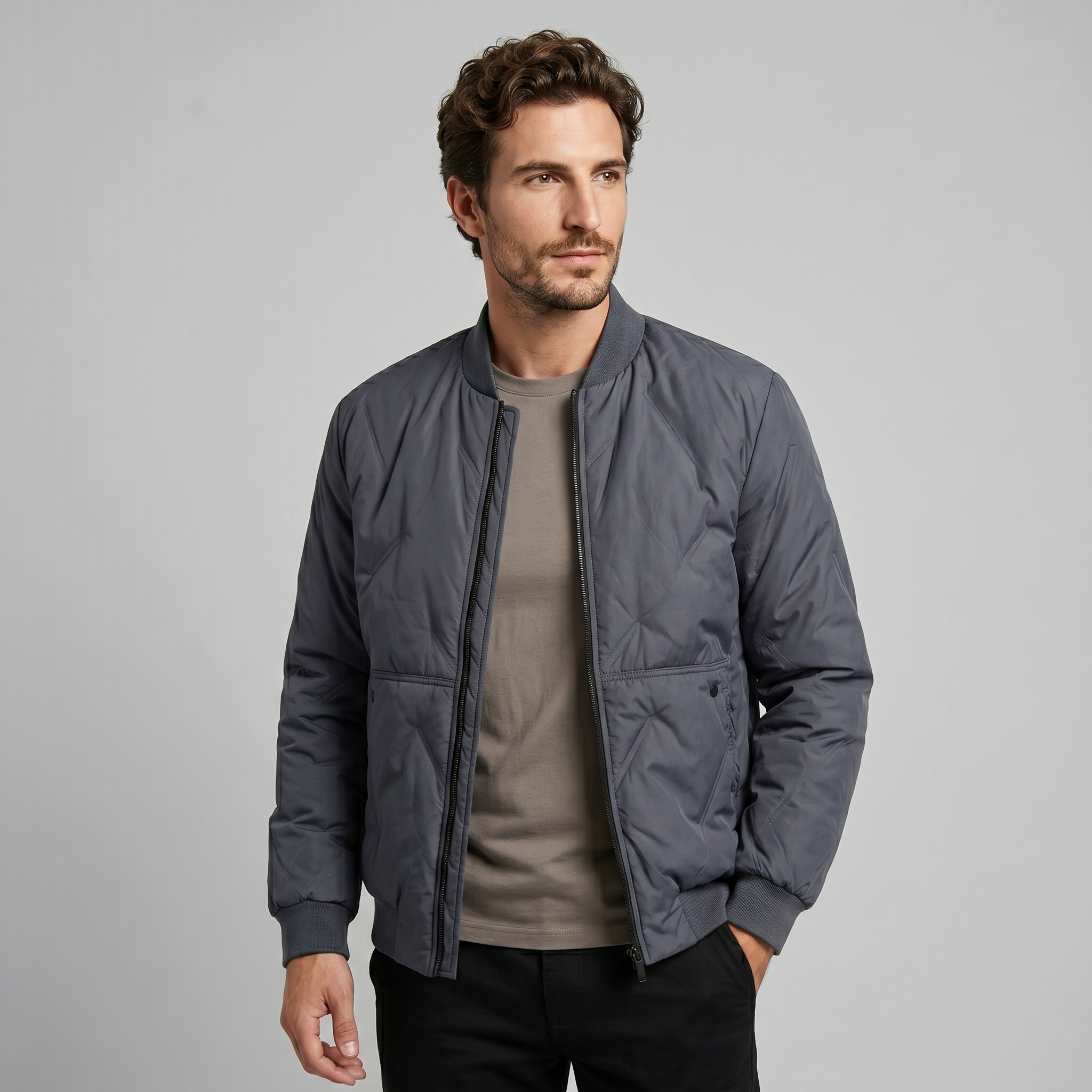 Men's Quilted Bomber Mid Jacket