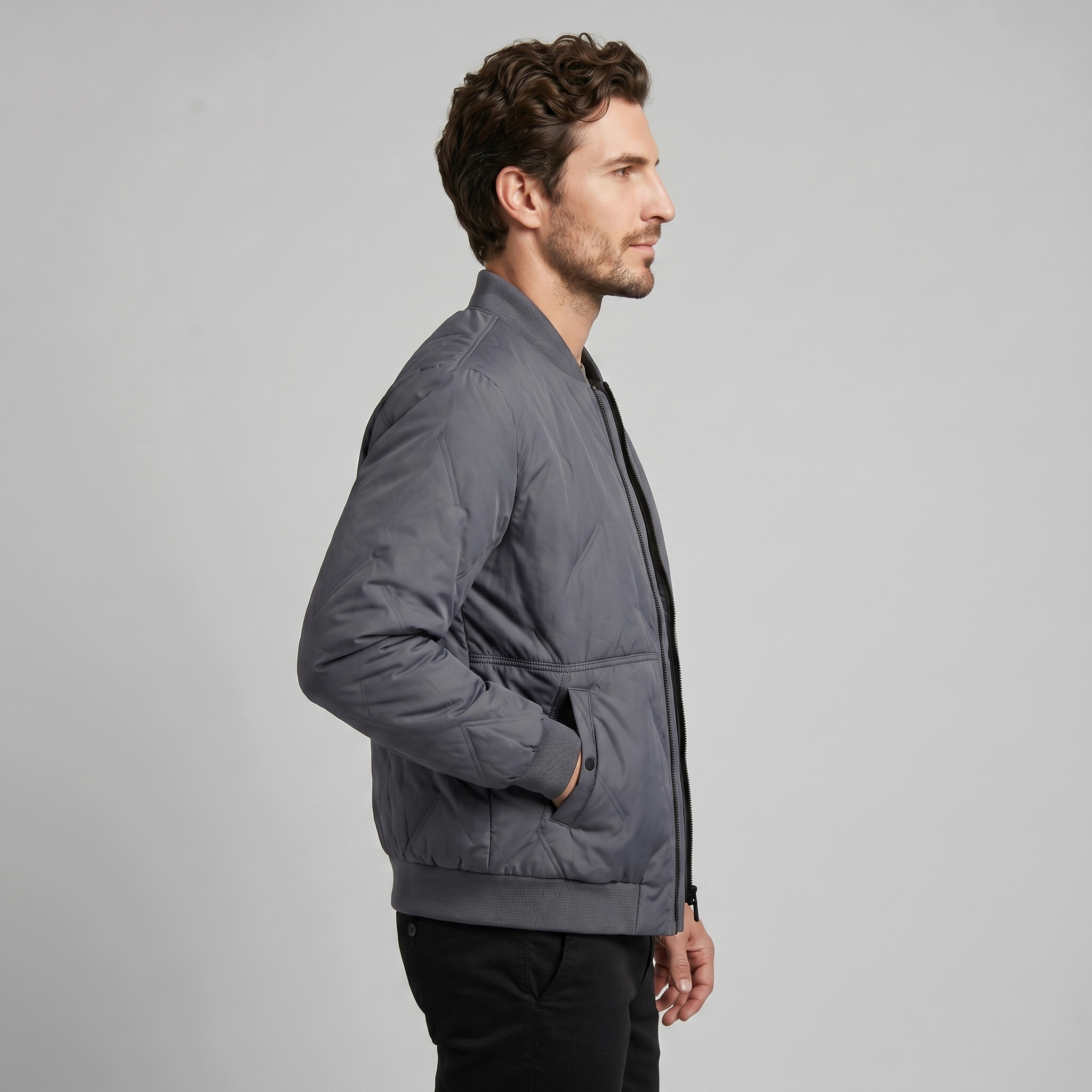 Men's Quilted Bomber Mid Jacket