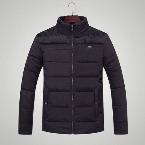 Men's Quilted Fleece Jacket with Stand-Up Collar