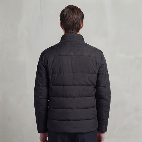 Men's Quilted Fleece Jacket with Stand-Up Collar