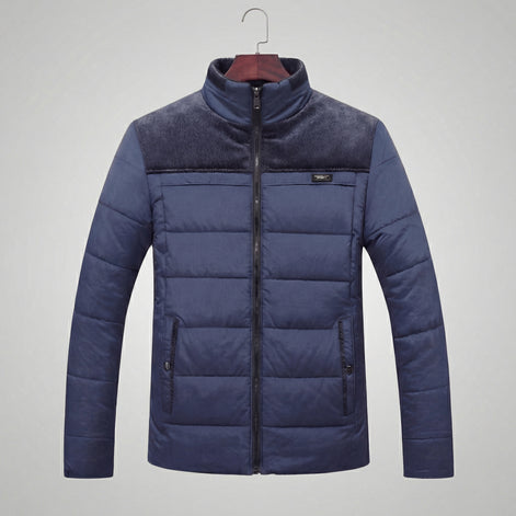 Men's Quilted Fleece Jacket with Stand-Up Collar
