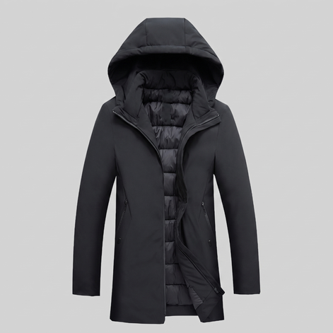 Men's Quilted Hooded Longline Jacket