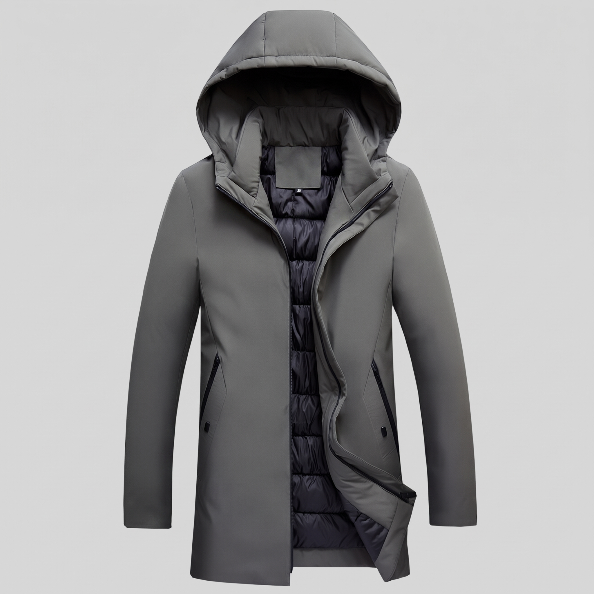 Men's Quilted Hooded Longline Jacket
