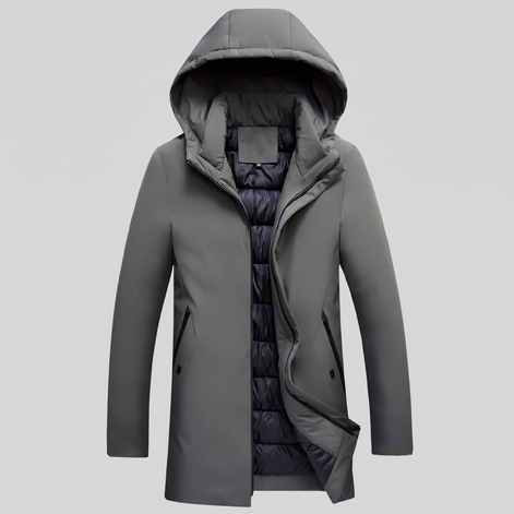Men's Quilted Hooded Longline Jacket