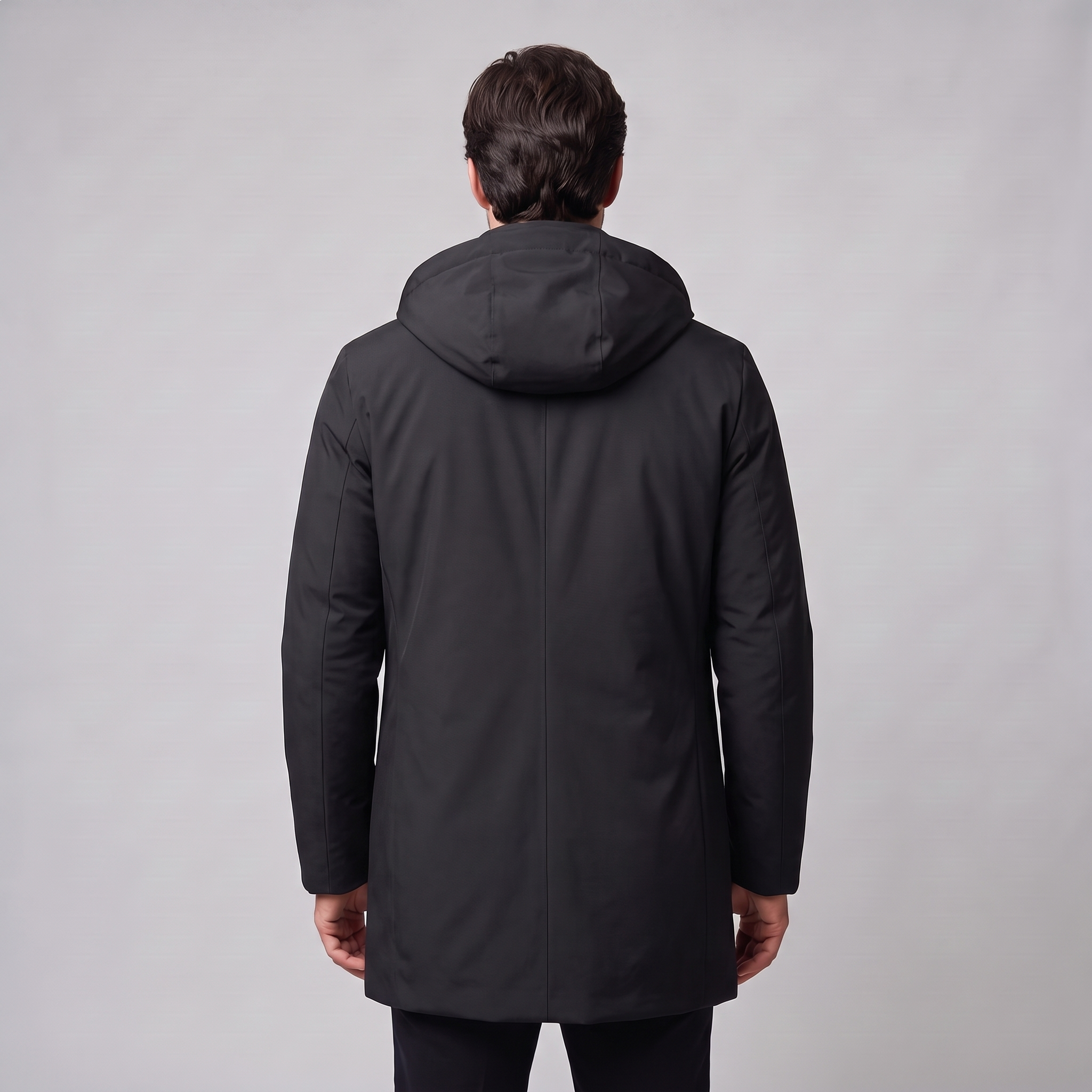 Men's Quilted Hooded Longline Jacket