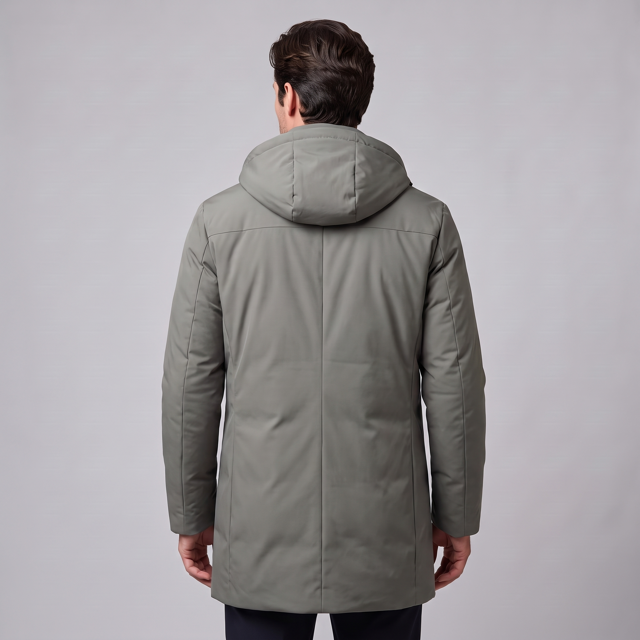 Men's Quilted Hooded Longline Jacket