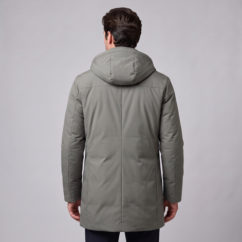 Men's Quilted Hooded Longline Jacket