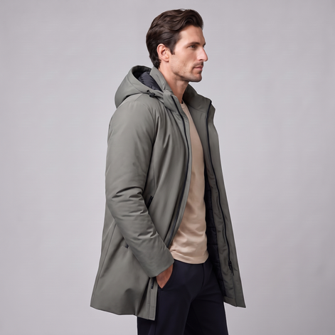 Men's Quilted Hooded Longline Jacket