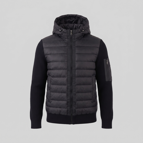 Men's Quilted Hybrid Hooded Jacket