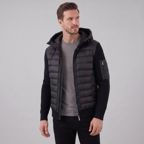 Men's Quilted Hybrid Hooded Jacket