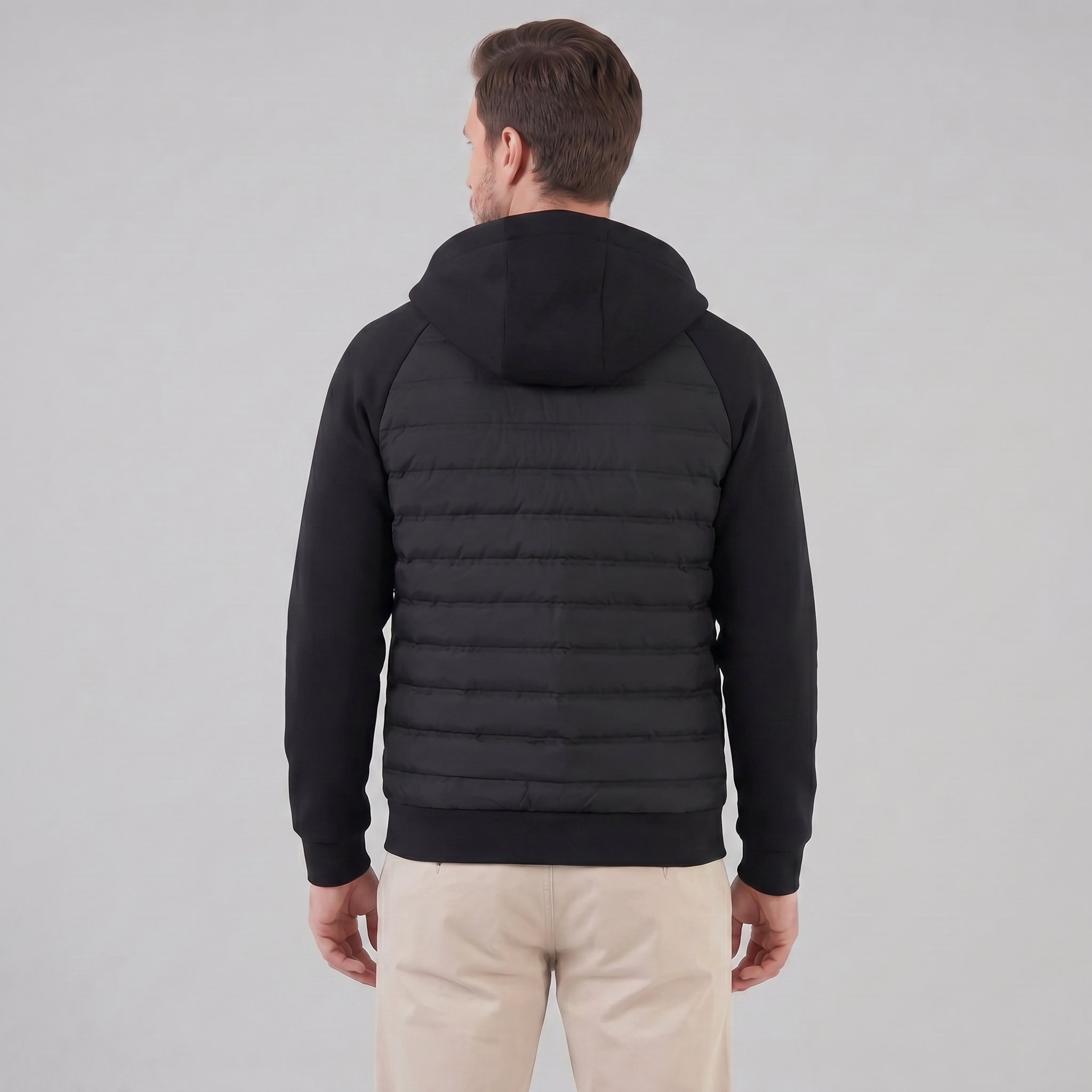 Men's Quilted Hybrid Hooded Jacket