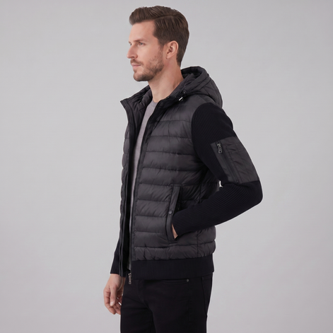 Men's Quilted Hybrid Hooded Jacket