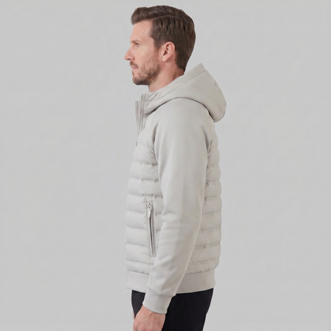 Men's Quilted Hybrid Hooded Jacket