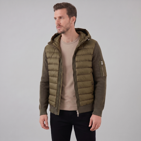 Men's Quilted Hybrid Hooded Jacket