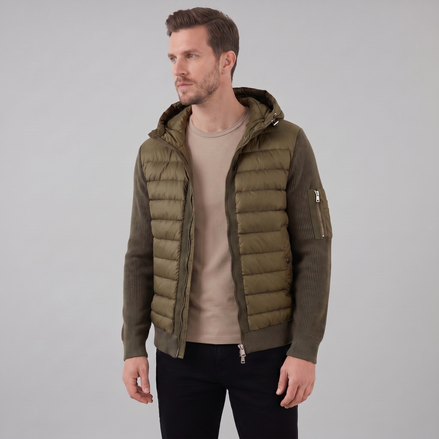 Men's Quilted Hybrid Hooded Jacket