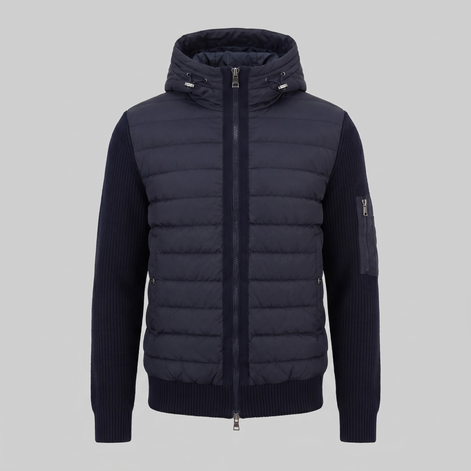 Men's Quilted Hybrid Hooded Jacket