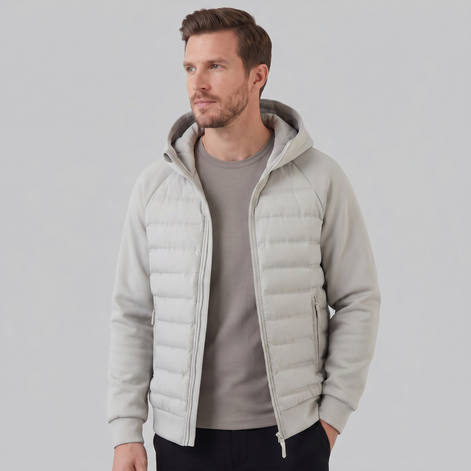 Men's Quilted Hybrid Hooded Jacket