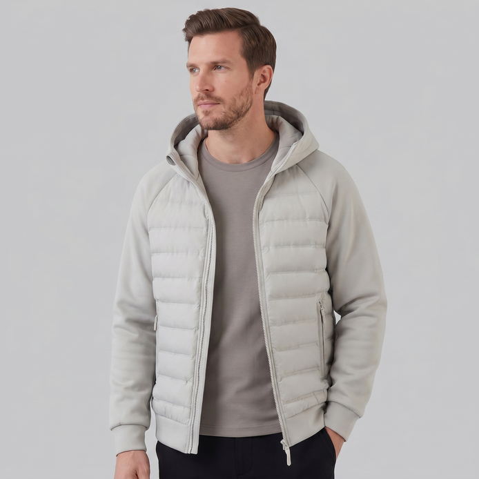 Men's Quilted Hybrid Hooded Jacket
