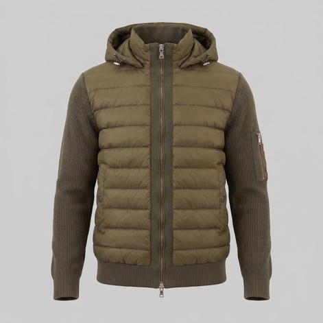 Men's Quilted Hybrid Hooded Jacket