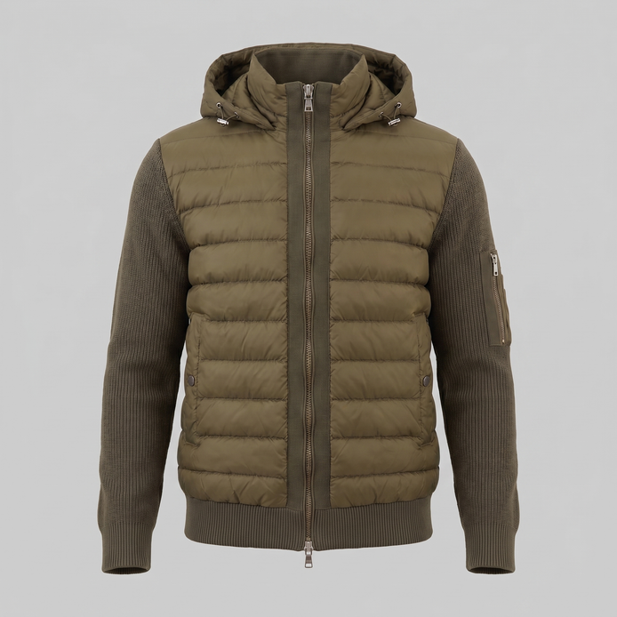 Men's Quilted Hybrid Hooded Jacket