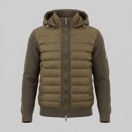 Men's Quilted Hybrid Hooded Jacket