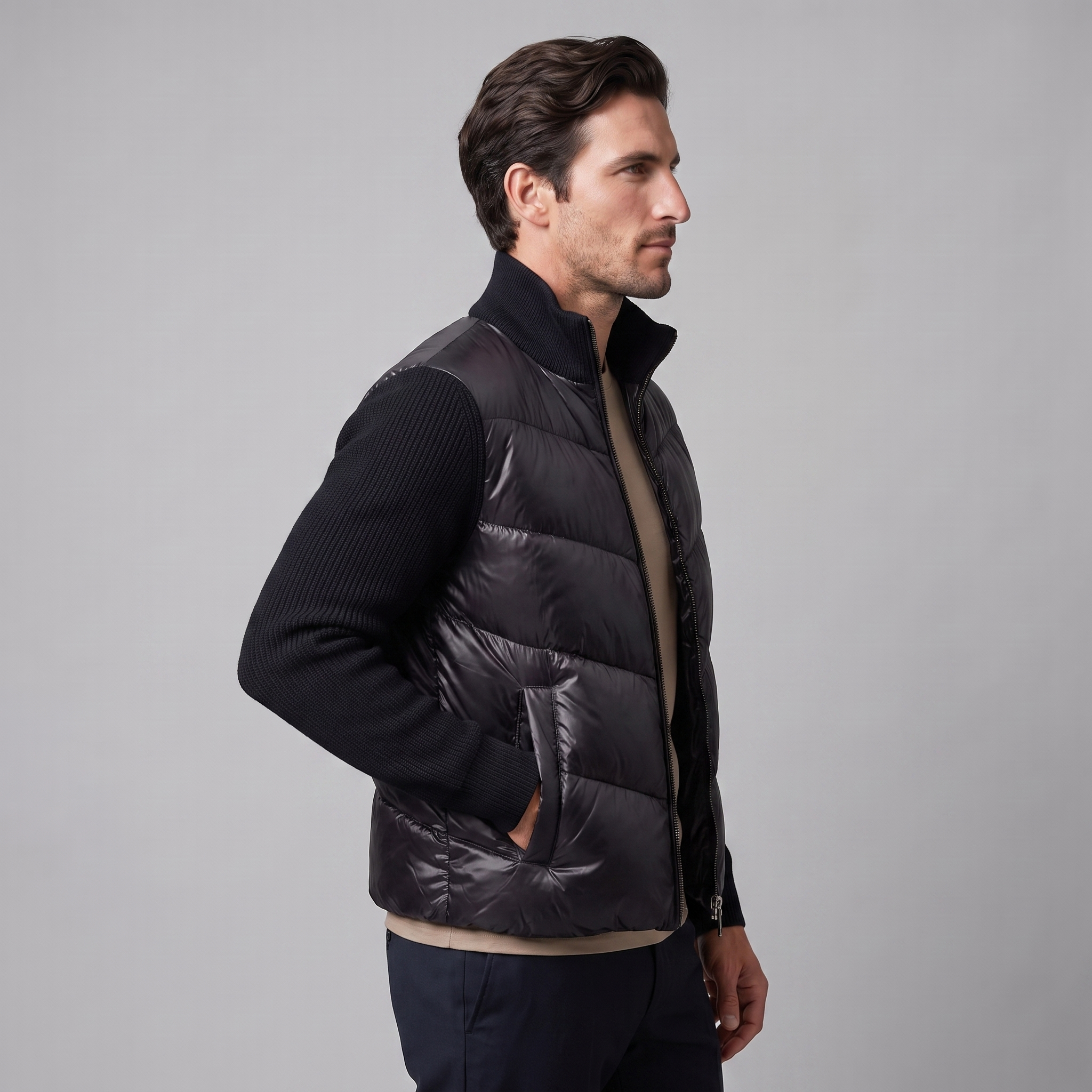 Men's Quilted Hybrid Knit Jacket