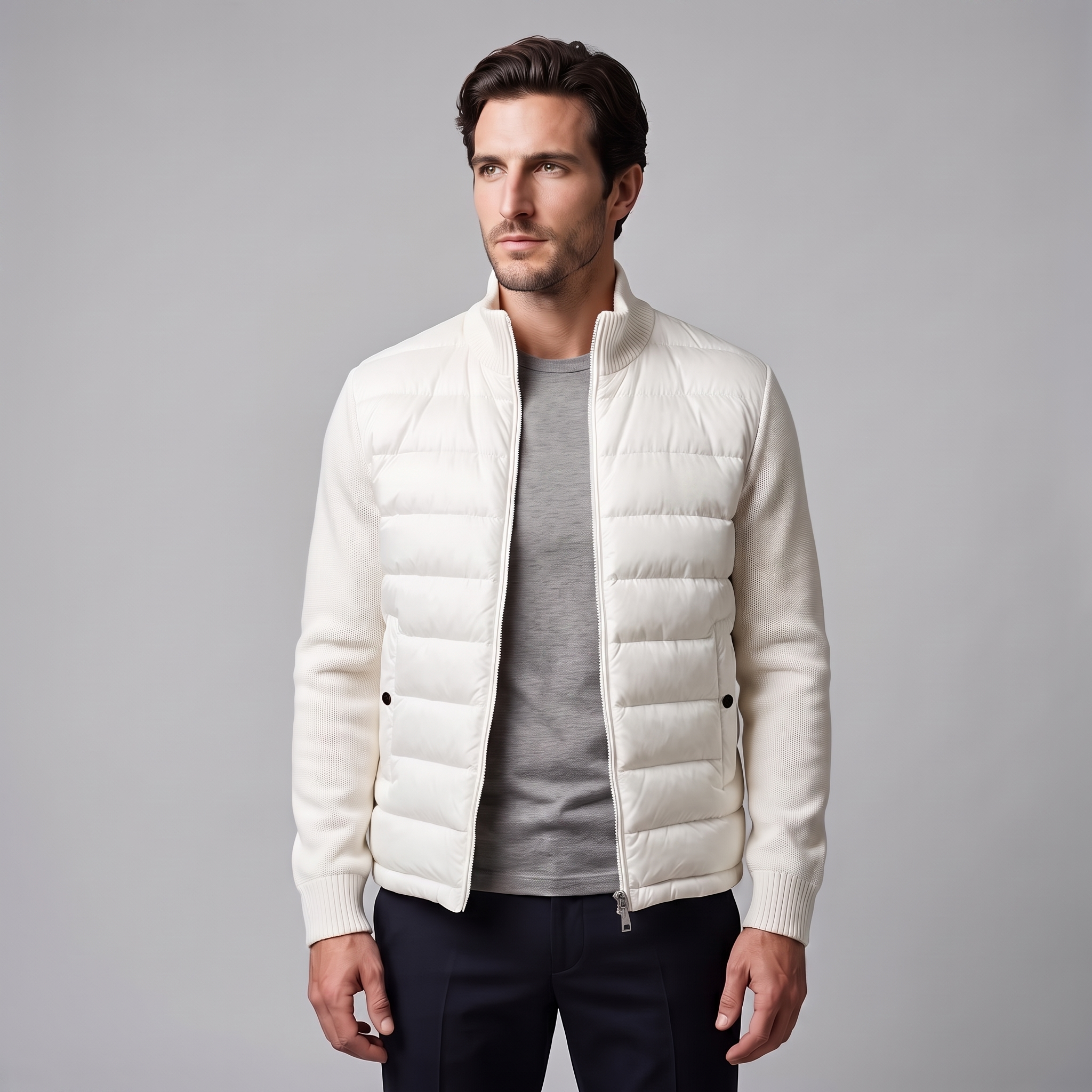 Men's Quilted Hybrid Stand Collar Jacket