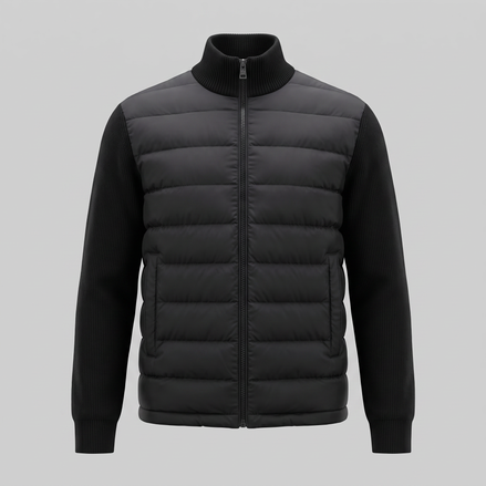 Men's Quilted Hybrid Stand Collar Jacket