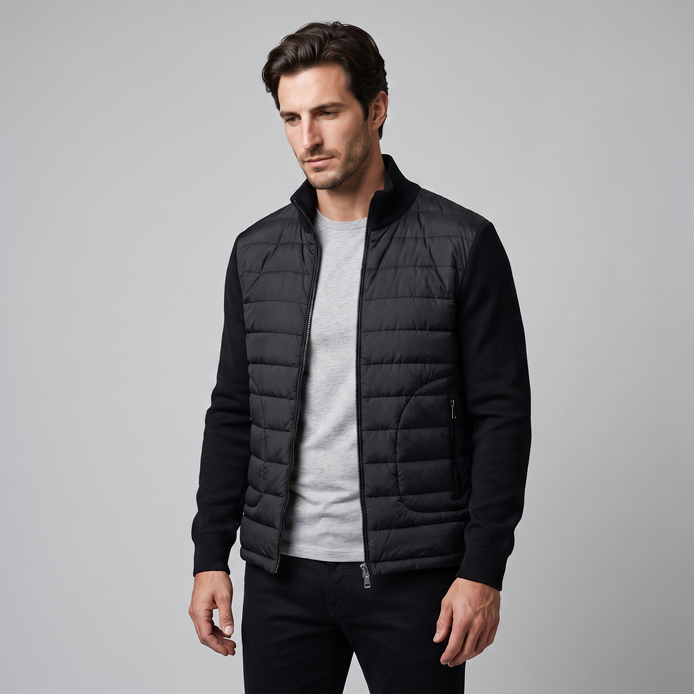 Men's Quilted Hybrid Stand Collar Jacket