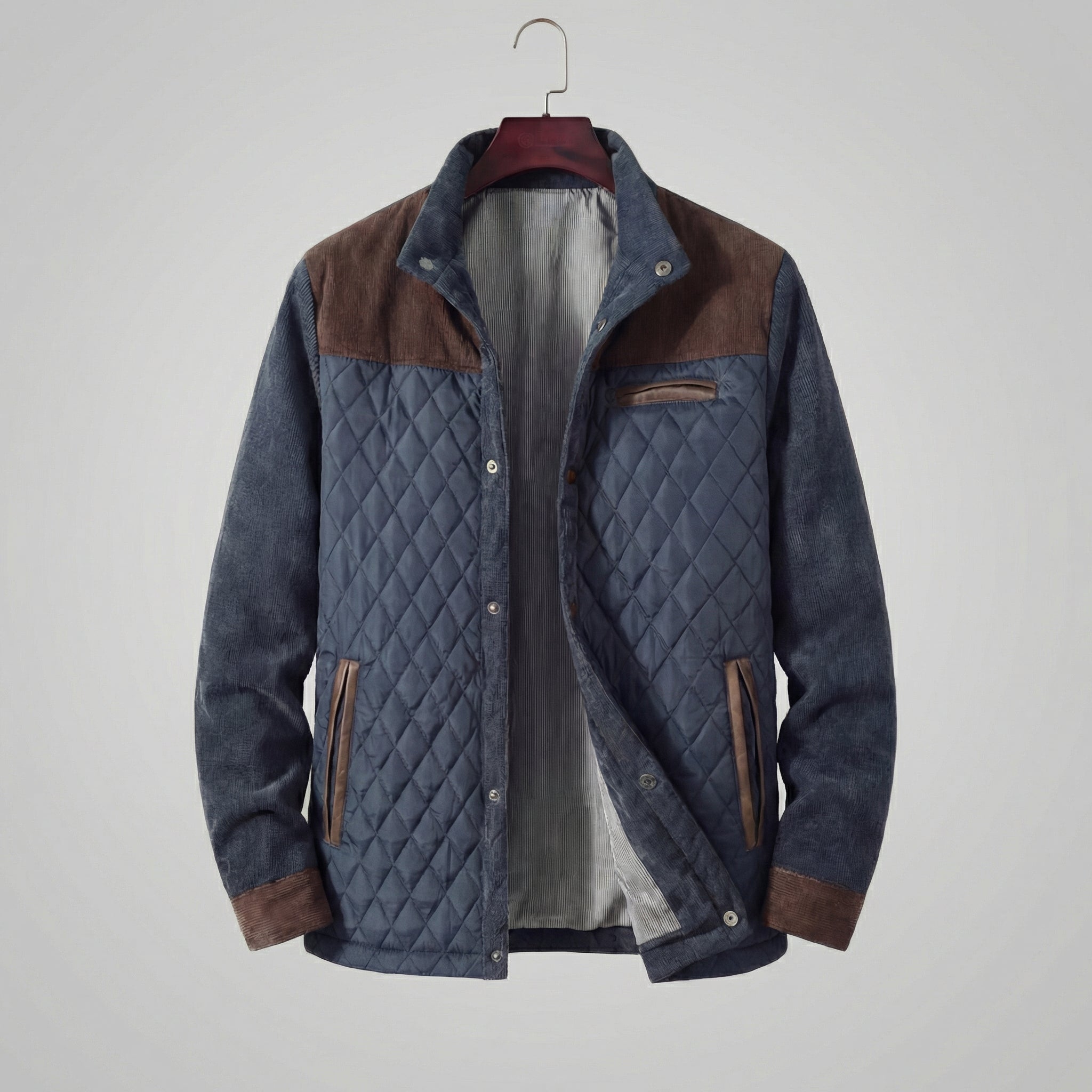 Men's Quilted Spring Jacket with Stand-Up Collar