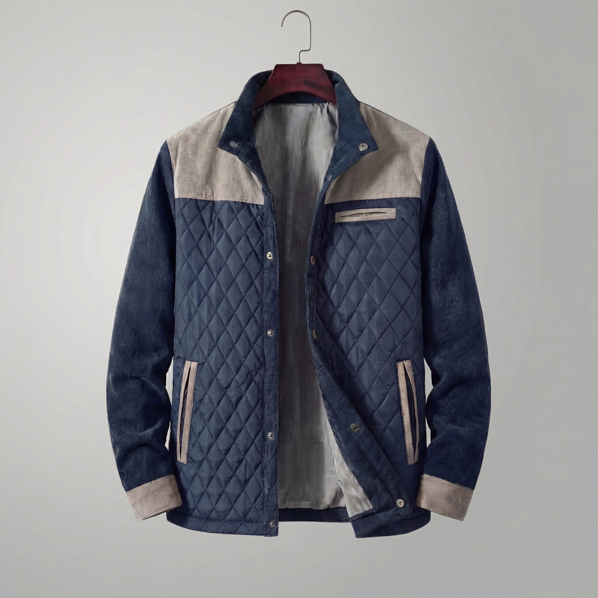 Men's Quilted Spring Jacket with Stand-Up Collar
