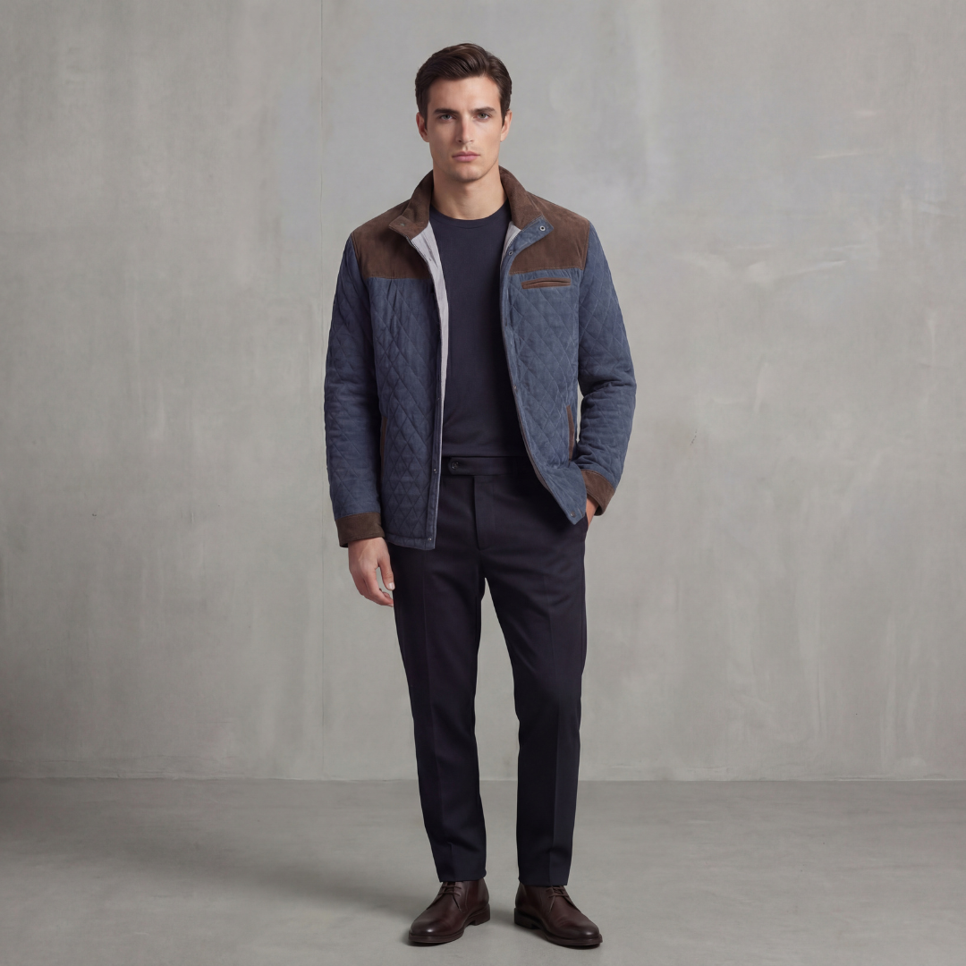 Men's Quilted Spring Jacket with Stand-Up Collar