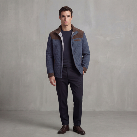 Men's Quilted Spring Jacket with Stand-Up Collar