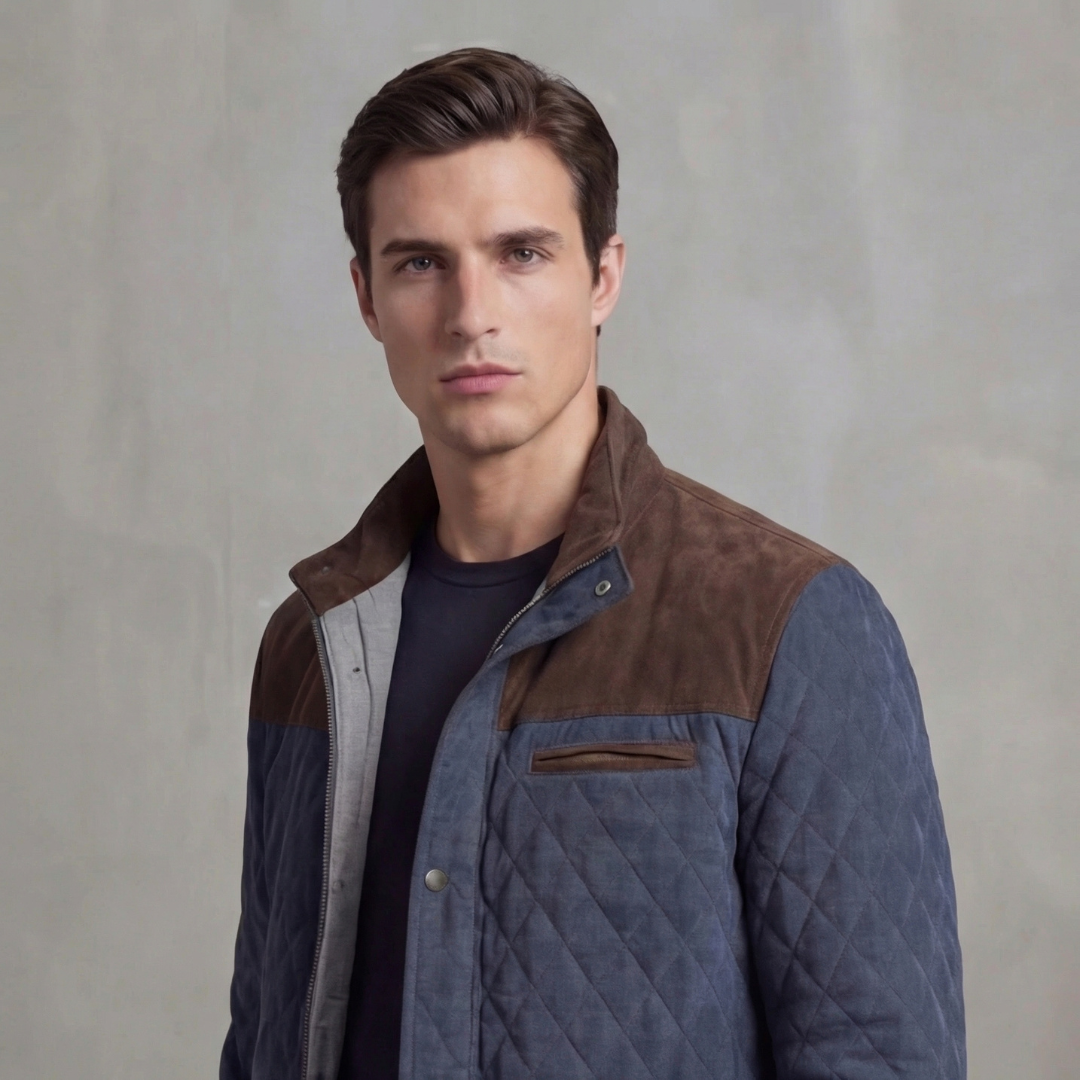 Men's Quilted Spring Jacket with Stand-Up Collar