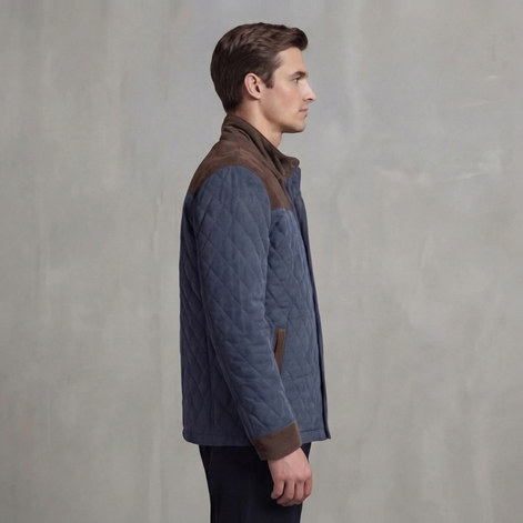Men's Quilted Spring Jacket with Stand-Up Collar