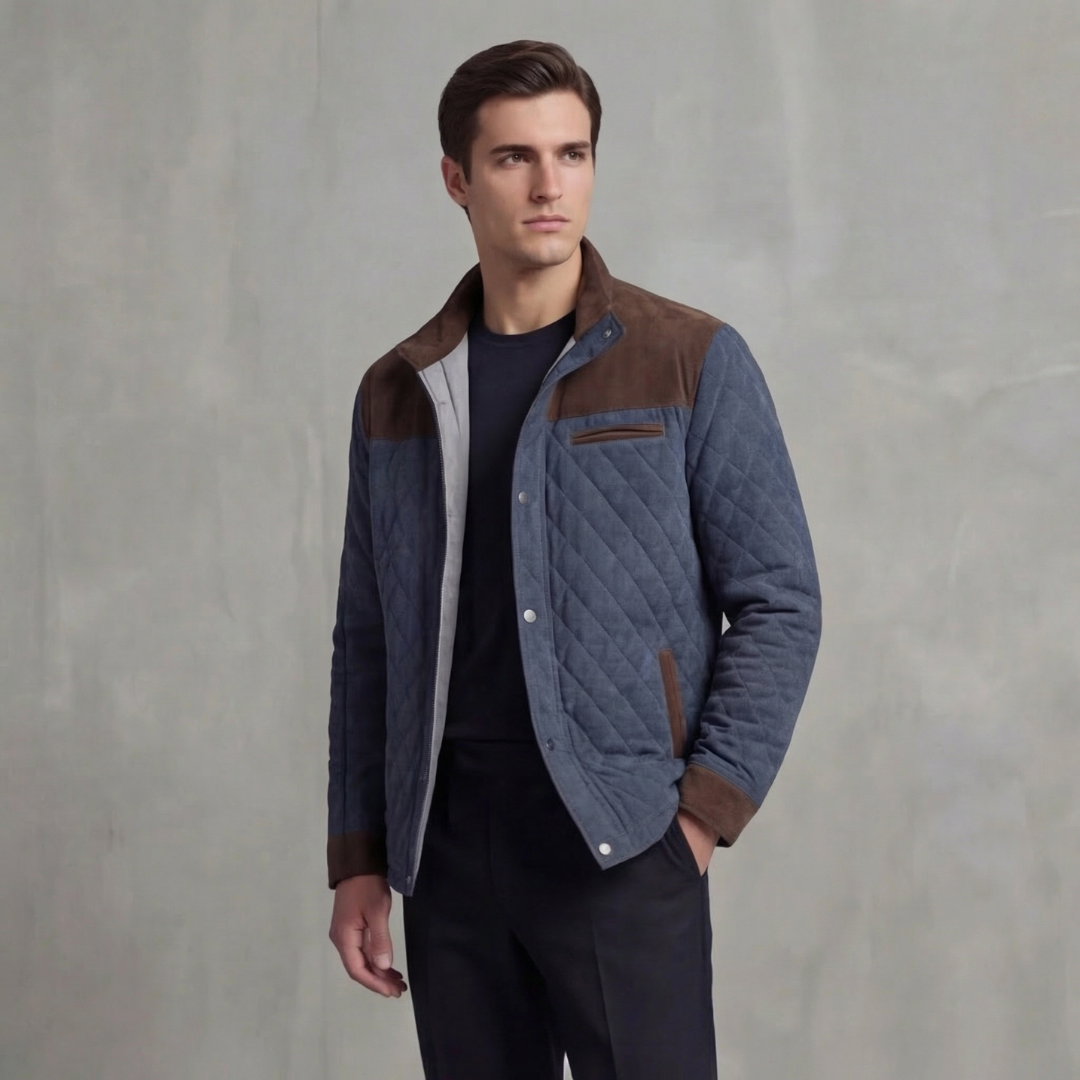 Men's Quilted Spring Jacket with Stand-Up Collar