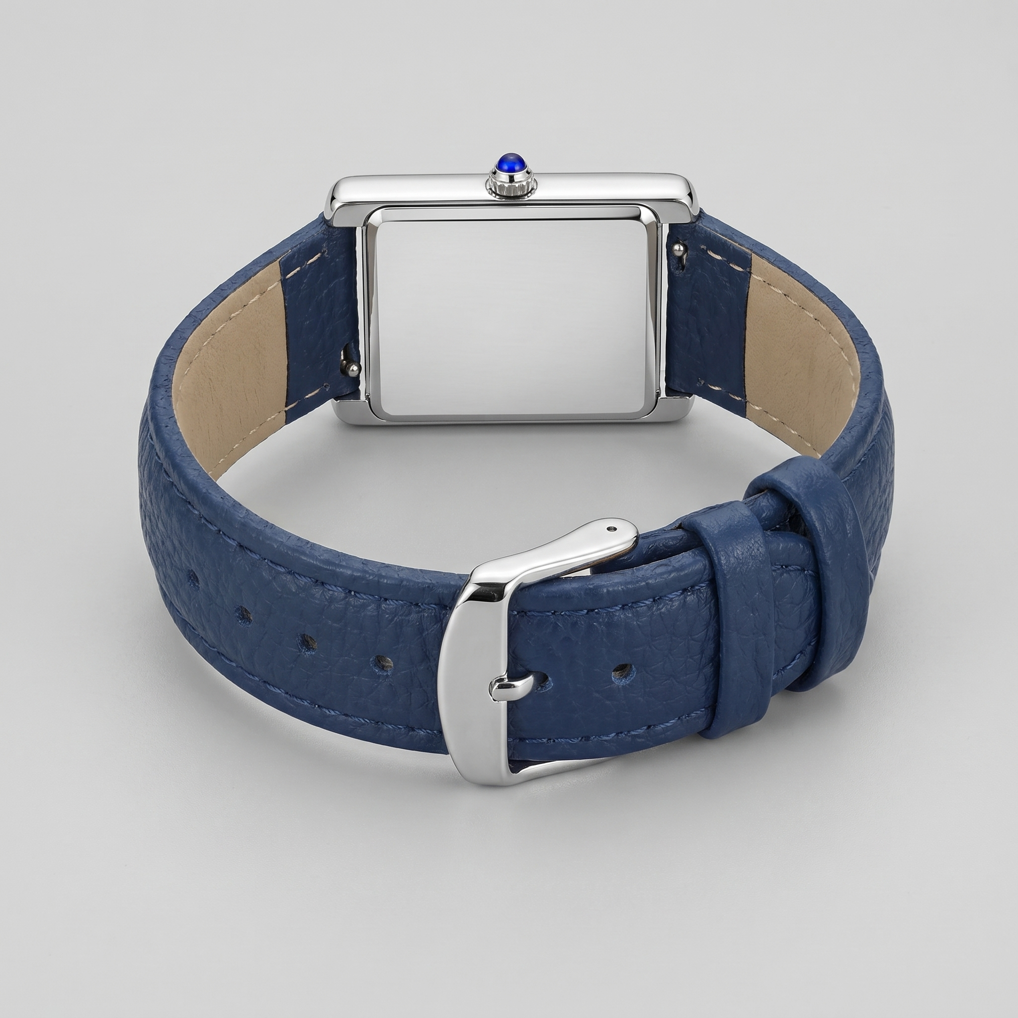 Men's Rectangle Dial Leather Strap Watch
