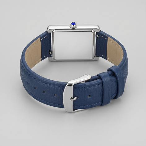 Men's Rectangle Dial Leather Strap Watch
