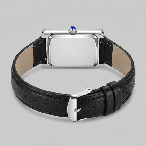 Men's Rectangle Dial Leather Strap Watch