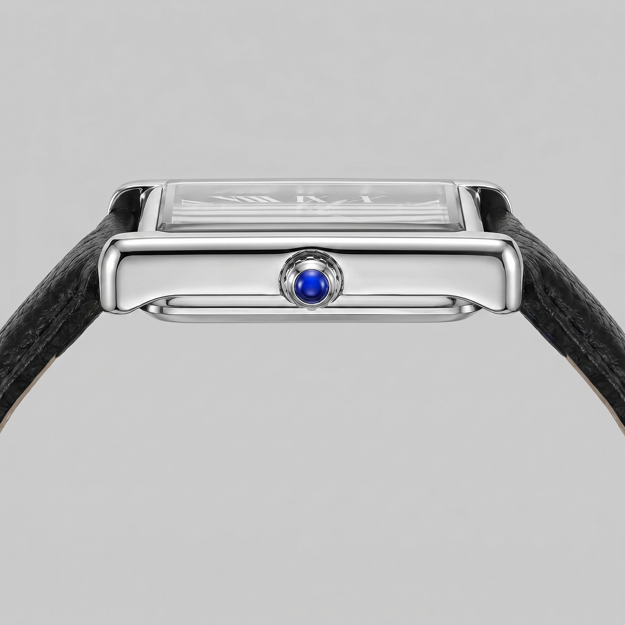 Men's Rectangle Dial Leather Strap Watch