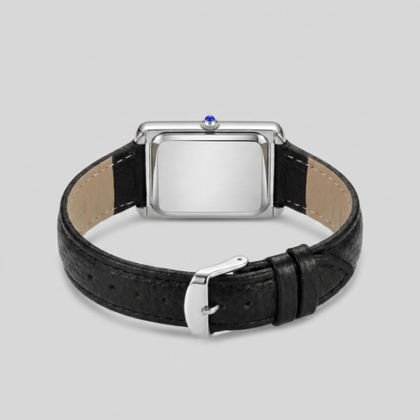 Men's Rectangle Dial Leather Strap Watch