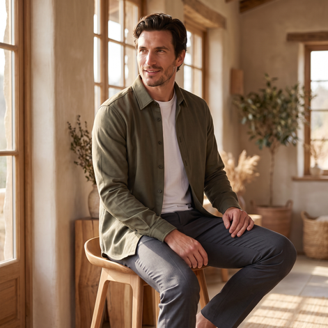 Men's Relaxed Viscose Autumn Overshirt
