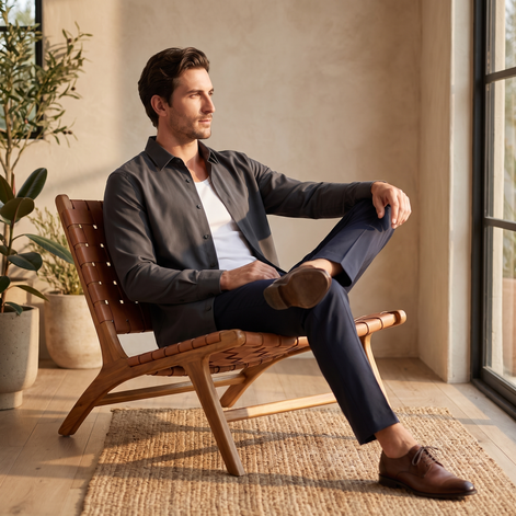 Men's Relaxed Viscose Autumn Overshirt