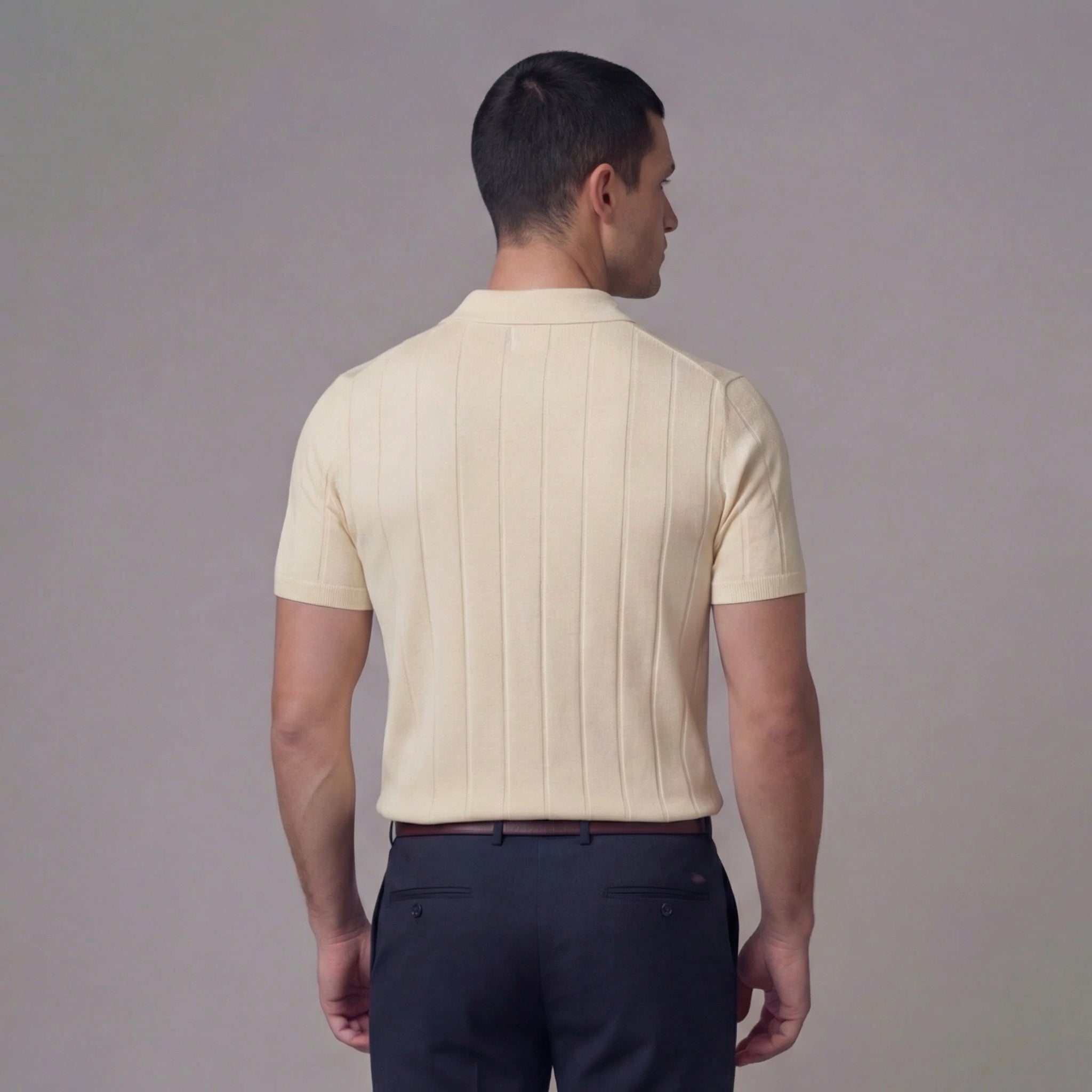 Men's Rib-Knit Polo Shirt